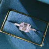 Cluster Rings Springlady 925 Sterling Silver 7 9mm Emerald Cut Lab Sapphire High Carbon Diamonds Gemstone Förlovningsring Fina smycken