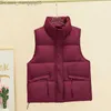 Women's Down Parkas CRRIFLZ New Women's Autumn/Winter Standing Collar Sleeveless Solid Zipper Women's Warm Coat Fashion Zipper Tank Top Z230817