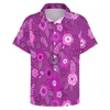 Camisas casuais masculinas elegantes Ditsy Floral Purple Flowers Camisa de praia Bloups de rua do Hawaii Man Tamanho grande personalizado