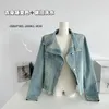 Bluzki damskie 2023 Spring Fashion Loose Korean Vintage Asymetryczny projekt Krótka kurtka gradientowa jeansowa koszula dla kobiet Z191