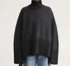 Toteme Knit Top High Collar Long Sleeve Loose Sweater Top for Women Solid color