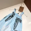 ファッションガールズドレスデザイナーベビー服キッズサマーハンガーデザインドレススーツサイズ100-160 cmラインアニマルパターン印刷スカート6月25日