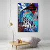 Pop Basketball Graffiti Art Posters and Prints Basketball Hoop Canvas Painting Print Wall for Sports Boys Room Home Decor No Frame Wo6