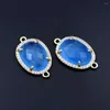 Pendanthalsband 10st CZ Paled Natural Jade Stone Connectors Pendants Blue Purple Red Colors Double Hole Linkers Charms