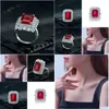 Rings Vintage 6Ct Ruby Moissanite Diamond Ring 100% Original 925 Sterling Sier Band For Women Men Engagement Jewelry Drop Delivery Dhw7E