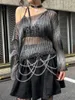 女性用セーターruibbit Off Shoulder Harajuku Punk Gothic Girls Dark Rock Autumn Gradient Lence Sleev