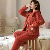 Moda feminina 2023 Pijama Women Coral Velvet Winter e espessamento de roupas de desenho animado