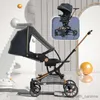 유모차# High View Four Wheels Stroller 앉아서 가벼운 아기 유모차 양방향 접이식 유모차 3 년 R230817