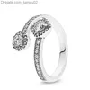 Bandringar Ny populära 925 Sterling Silver Rings vattendroppar Thin Finger Ring Transparent CZ Pandora MS Wedding Jewelry Fashion Accessories Gift Z230817