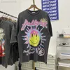 Herr t-shirts god kvalitet överdimensionerad vintage t-shirt män fin tvättade sol smiley kvinnor möter t shirt streetwear tee mens kläder