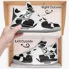 Zapatos de baloncesto personalizados de bricolaje para hombres y mujeres hermosas manchas en blanco y negro entrenadores al aire libre 36-46