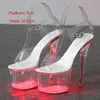 GAI HOKSZVY 34-43 Nightclub LED Light High Heels Luminous Catwalk Pole Dancing Shoes Crystal Clear Platform Sandals 230816 GAI