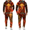 Herren -Tracksuits 2023 Phoenix Tattoo 3D über alle bedruckten Hoodie -Anzüge Männlich Langarm Sweatshirts Jogginghose Herren Streetwear Sets