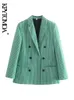 Kombinezony damskie Blazers Kpytomoa Kobiet mody Office nosza podwójne piersi kontrolny płaszcz vintage długi rękawe kieszenie żeńskie eleganckie topy 230817