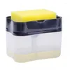 Cocina de dispensador de jabón líquido con soporte de esponja de la bomba de limpieza del plato Manual del recipiente Presiona Home Clean Acc.