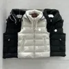 멀티 컬러 디자이너 남자 다운 조끼 재킷 후드 겨울 다운 조끼 재킷 자수 배지 따뜻한 재킷 풀 라벨 재킷