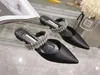5A MB5728280 Slippels ManloBlanik Lutara Satijnkristal verfraaid 9,5 cm Hakken Slingback Sandalen Mules Korting Desinger schoenen voor vrouwen maat 34-41 Fendave