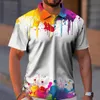 Polos masculinos homem verão polo camisas 3d graffiti impresso lapela todos os dias casual botão tops oversized magro masculino roupas de golfe 6xl 230817