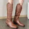 Dress Shoes Retro Woman Western Cowgirl Boot Fashion Embroidery knee High Booties Autumn Winter Women's 230816