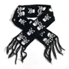 Scarves KOSAHIKI Punk Harajuku Japan Scarf Gothic Y2k Girl Skull Plaid Scarves Warm Knit Scarf Black White Autumn Winter Tassel Scarves 230817