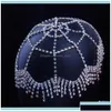 Haarschmuck Schmuck Schmuck Schmuck handgefertigtes Quasten -Strass -Brautkette Hut für Frauen Kristall Stirnstück Flapper Kappe Kopfband Drop de dh1ry