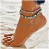 Anklets Vintage Shell Beads Starfish Turtle For Women Handmade Beaded Anklet Bracelets Foot Jewelry Bracelet Drop Delivery Dh7Uv