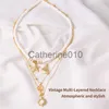 Pendant Necklaces Fashion Jewelry Necklace Soft Pottery Starfish Shell Pendant Necklace Vintage Sun Multi Layer Necklace J230817