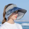 Wide Brim Hats Bucket Hats Summer Women Outdoor UV Protection Visors Pull-out Enlarged Brim Empty Top Hat Korean Flower Big Brim Bucket Hats Sun Hat Beach 230816