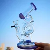 7 pouces Double recycleur Bongs Recycler Sidecar Fab Egg Dab Rig Fited Donut Perc 14 mm Femelle Bol Joint Pinche de glace pour concentrés