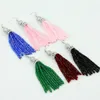 Dangle Earrings Bohemia White Cz Pure Gold Color Crown Beads Connector Charms Black Green Wine Red Pink Tassel For Women