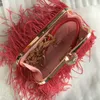 Evening Bags Red Feather Bag Womens Chain Shoulder Small Luxury Brand Party Dinner Clutch Purse Designer Handbag FTB311 230817