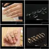 حلقات النطاق مكدس عتيقة النجمة Bowtie Peach Heart Midi Mid Finger Finger Nail Ring مجموعة قطرة توصيل المجوهرات DHPWU