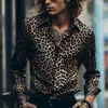 Casual shirts voor heren heren Leopard Print Vintage Button-Up revershemd 2023 Fall Fashion Mens Long Sleeve Streetwear Clothing