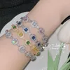 Link Armbanden Sisi Vintage Color Treasure Bracelet Micro-set Imitatie Candy Tourmaline Blue Corundum Tanzanite Hand Sieraden Dame