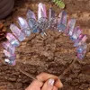 Wedding Hair Jewelry Natural Crystal Crown Real Quartz Tiaras Wicca Cosplay Wedding Hair Accessories Ladies Headwear Festival Gift for Her 230816