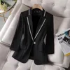 Frauenanzüge Blazer Herbst Blazer Paillettes Femme Sommer Sonnenschutzjacke weißer Anzug Mode dünne schwarze Strickjacke 230817