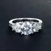 Pierścionki ślubne Klasyczne białe cyrkon okrągłe zaręczyny dla kobiet srebrny kolor vintage zespoły ślubne codzienne biżuterię na palec palec