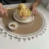 Tafelmatten boho ronde placemat boerderij geweven jute fringe met pompom kwastje plaats mat voor eetkamer decors