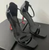 Designer hög ysltiy klackar skor mode metall läder sandaler med temperament bröllop bankett party kvinnor skor