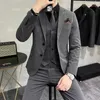 Men's Suits Black Light Grey Dark Gray Party / Evening Prom 3 Piece Solid Colored Tailored Fit Single Breasted Two-buttons S-6XL