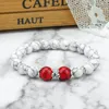 Strand Charm Beaded Bracelet For Women Men 8mm Natural Stone Stretch Bangles Buddhist Prayer White Wrist Jewelry Male Bracelets