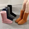 Boots designer stövlar lyxiga kvinnors hög mocka snö boot australia u wgg g vinterplattform stövlar kastanj grå svart fluga damer flickor ullstövlar stiva