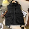 Women's Down Parkas CRRIFLZ Autumn Women's Standing Collar Warm and Unique Tank Top Solid Large Pocket Sleeveless Coat Women's Fashion Jacket Z230817