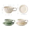 Tassen 300 ml koreanischer Stil Wind Cup Dish Keramik Tasse Set hohe Schönheit Frühling Nachmittag Tee Frühstück Kaffee Milch