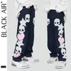 Herren Jeans Blackair Skulls Muster Baggy Jeans Skelettsticke Jeans für Männer Hip Hop Jeans High Street Cargo Jeans Schwarze Jeans DY815 230816