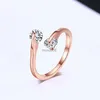 Anelli a fascia regolabile classico 2 pezzi anello da dito con zirconi cubici per le donne moda apertura di cristallo gioielli di fidanzamento di nozze all'ingrosso DFR008 J230817
