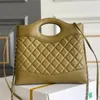 Designer Tote Bag Luxury 31 Mini Shopping Bag 10a Patent Calfskin Crossbody Påsar med Box C108 Äkta Cowhide Lacquer Leather