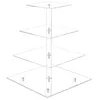 Baking Tools 4 Tier Cupcake Stand Acrylic Display Dessert Serving Towers With LED Light For Weddings (Warm Light)