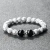 Strand Charm Beaded Bracelet For Women Men 8mm Natural Stone Stretch Bangles Buddhist Prayer White Wrist Jewelry Male Bracelets