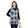 Damesjassen lente herfst halflange plaid vest vrouwen losse mode vest met een borte jas suit kraag kraagvestidos pocket jas